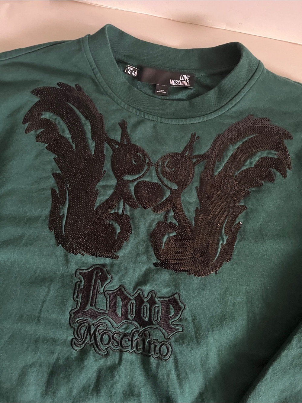 Love Moschino Squirrel Green Sweatshirt Size US 4